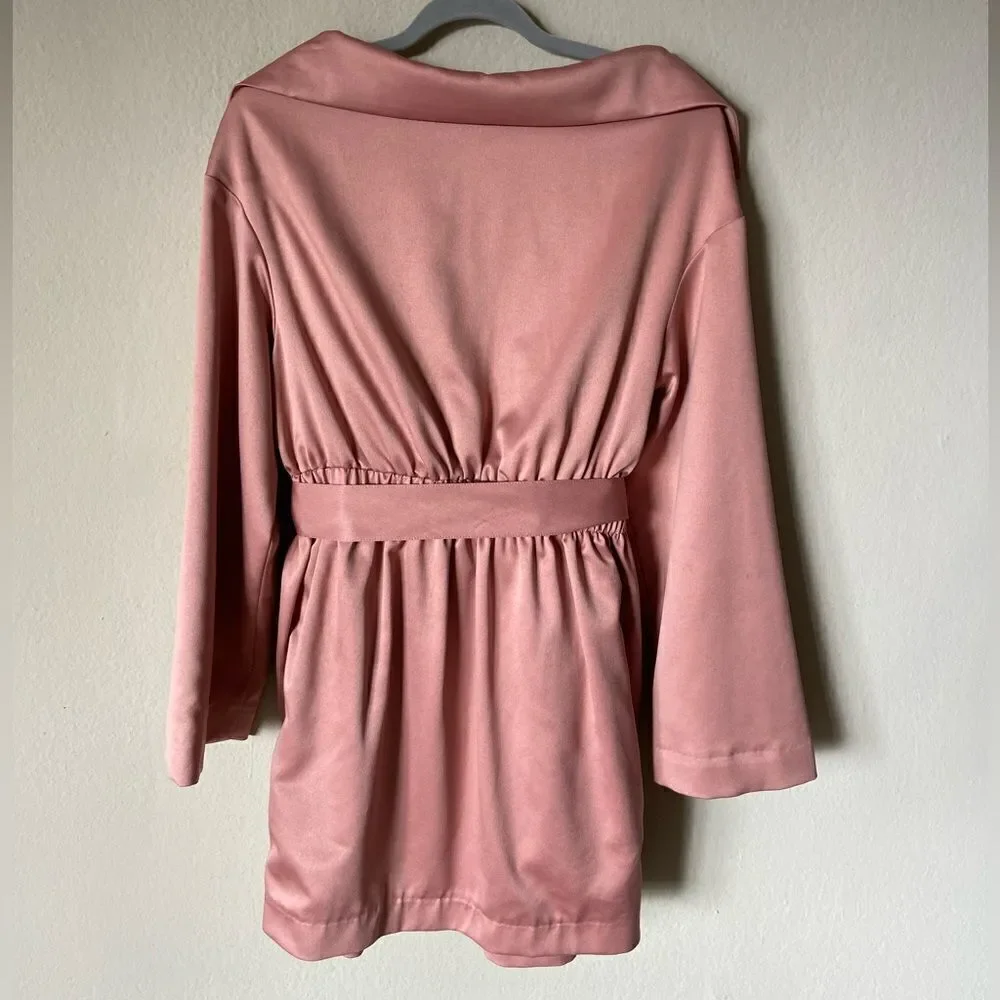 House of cb Mena Mini Pink Champagne Dress Wrap Size L - Picture 8 of 10